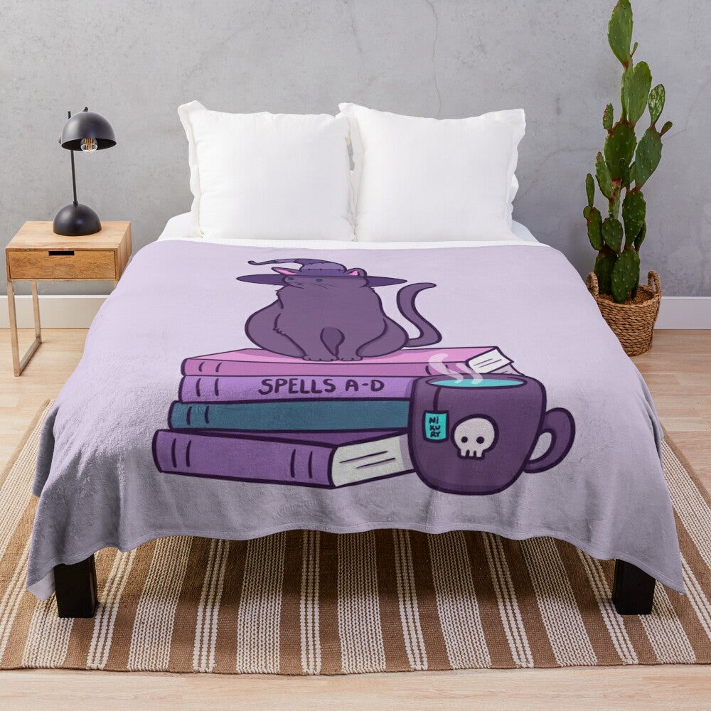 Nikury Plush Blanket featuring a feline familiar design