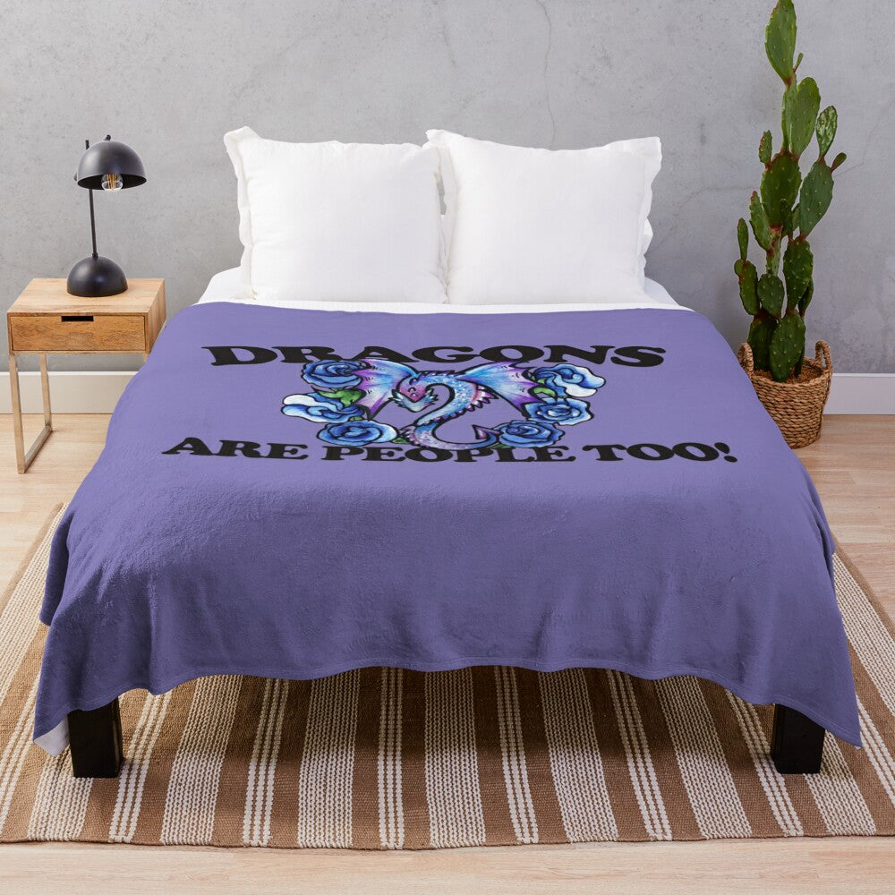 Soft and cozy plush blanket with a dragon design for fantasy and mythical creature enthusiasts