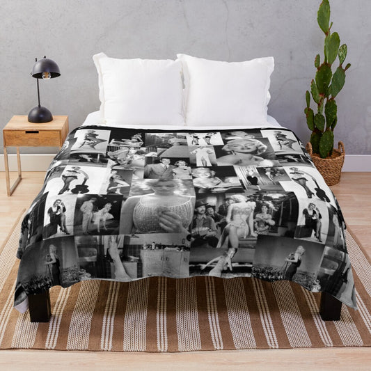 Marilyn Monroe collage artwork on a plush blanket