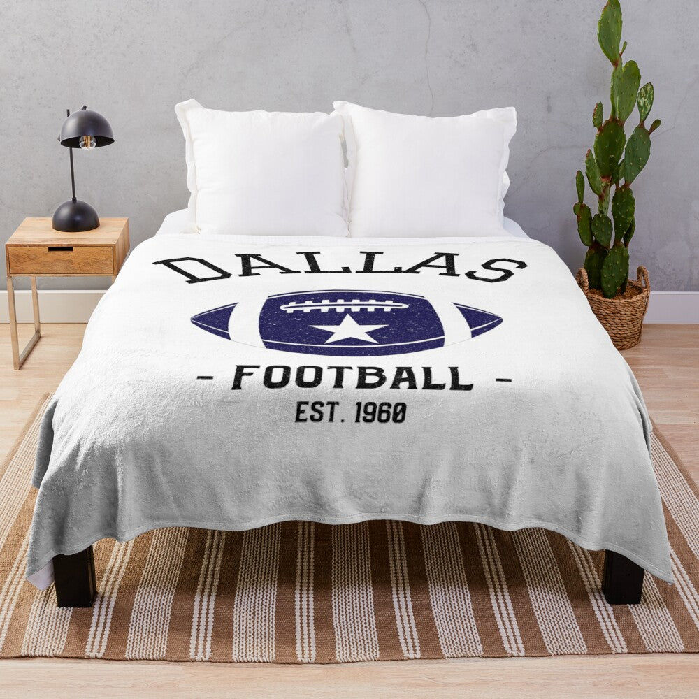 Vintage-style Dallas football plush blanket with team logo