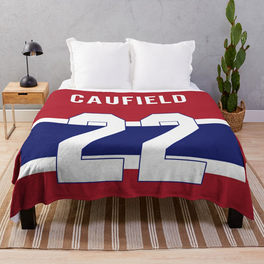 Soft and cozy plush blanket featuring a hockey theme for sports enthusiasts