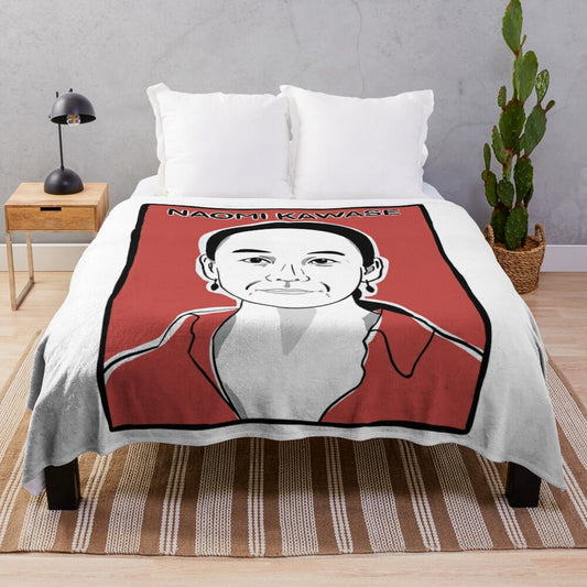 Soft plush throw blanket with image of Japanese filmmaker Naomi Kawase