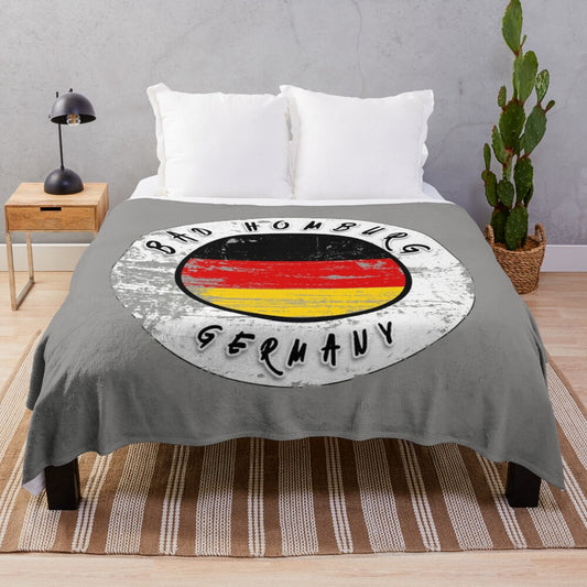 Vintage-inspired plush blanket featuring the flag of Bad Homburg, Germany