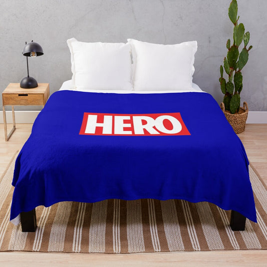 Plush blanket featuring a superhero design, ideal for Marvel fans and cosplayers