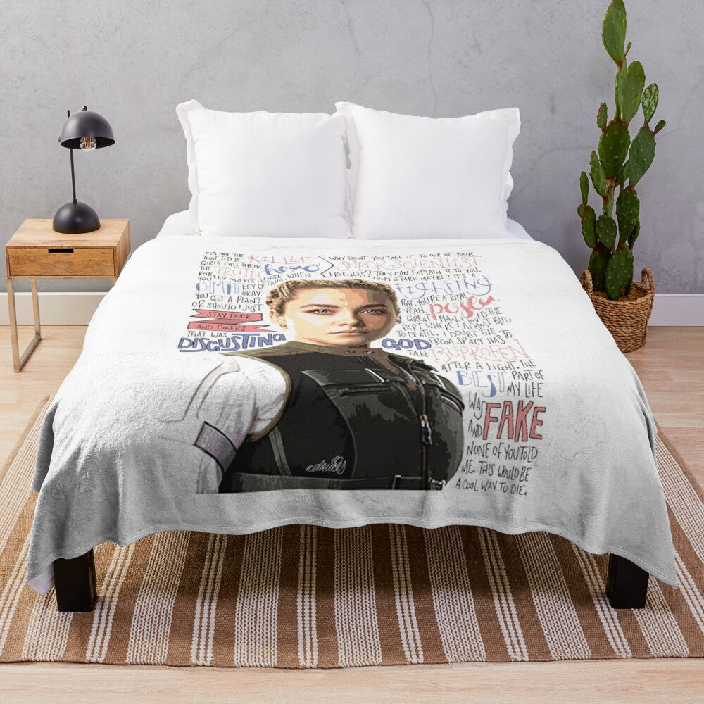 Yelena Belova plush blanket featuring the Marvel character