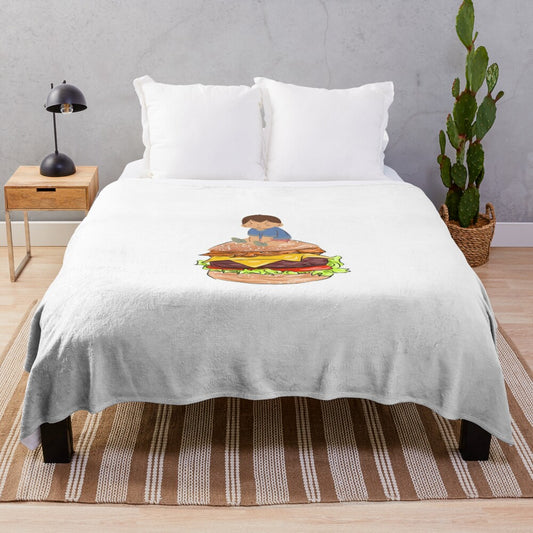 Plush blanket featuring a cute noodle burger design inspired by the Big Hero 6 animated series