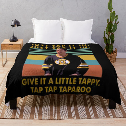 Plush blanket with Adam Sandler quote "just tap it in, give it a little tappy"