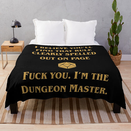 Dungeon Master themed plush blanket for roleplaying game enthusiasts