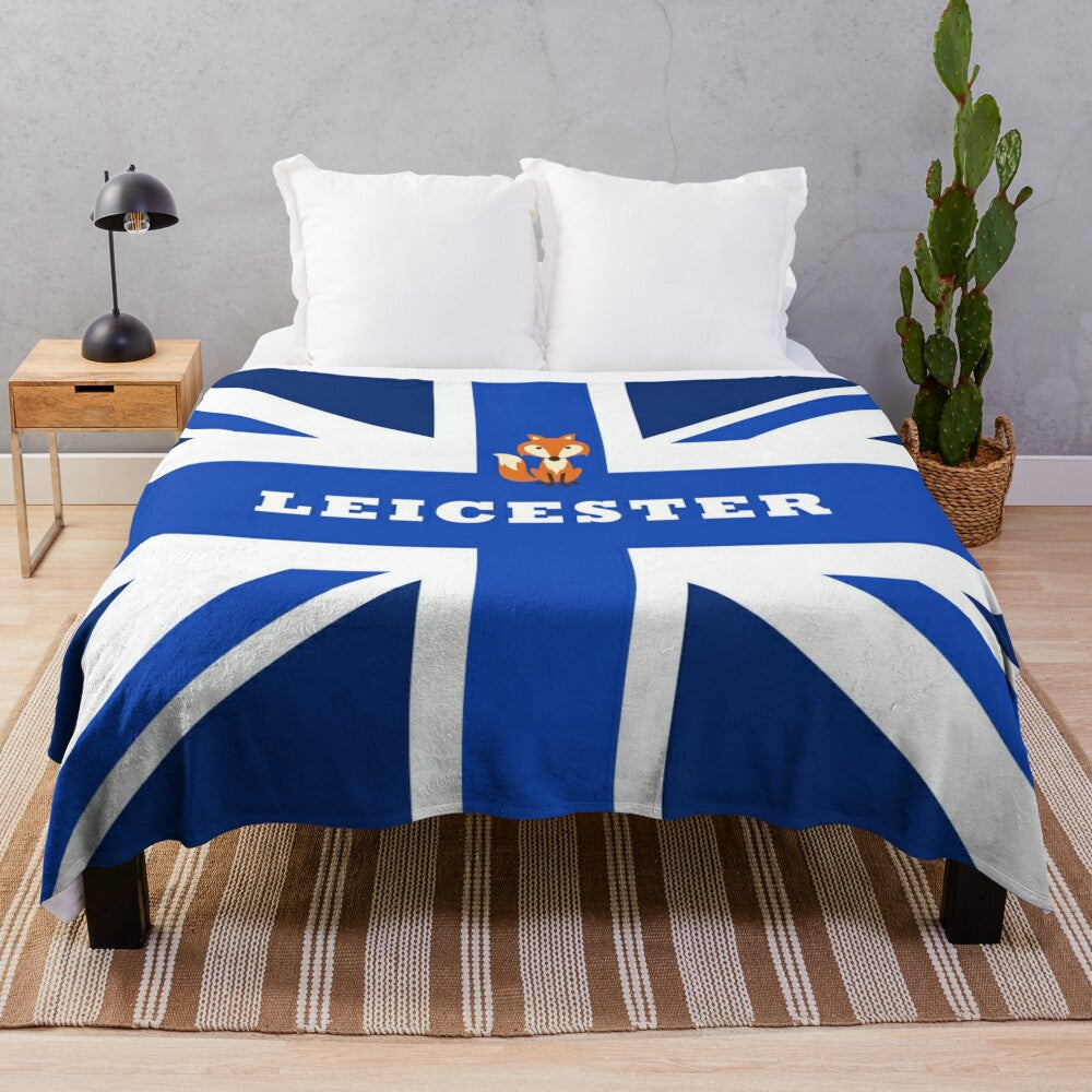 Leicester-inspired Union Jack design on a soft, plush blanket