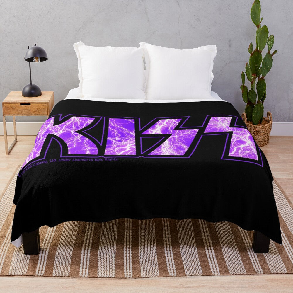 KISS band electricity logo plush blanket