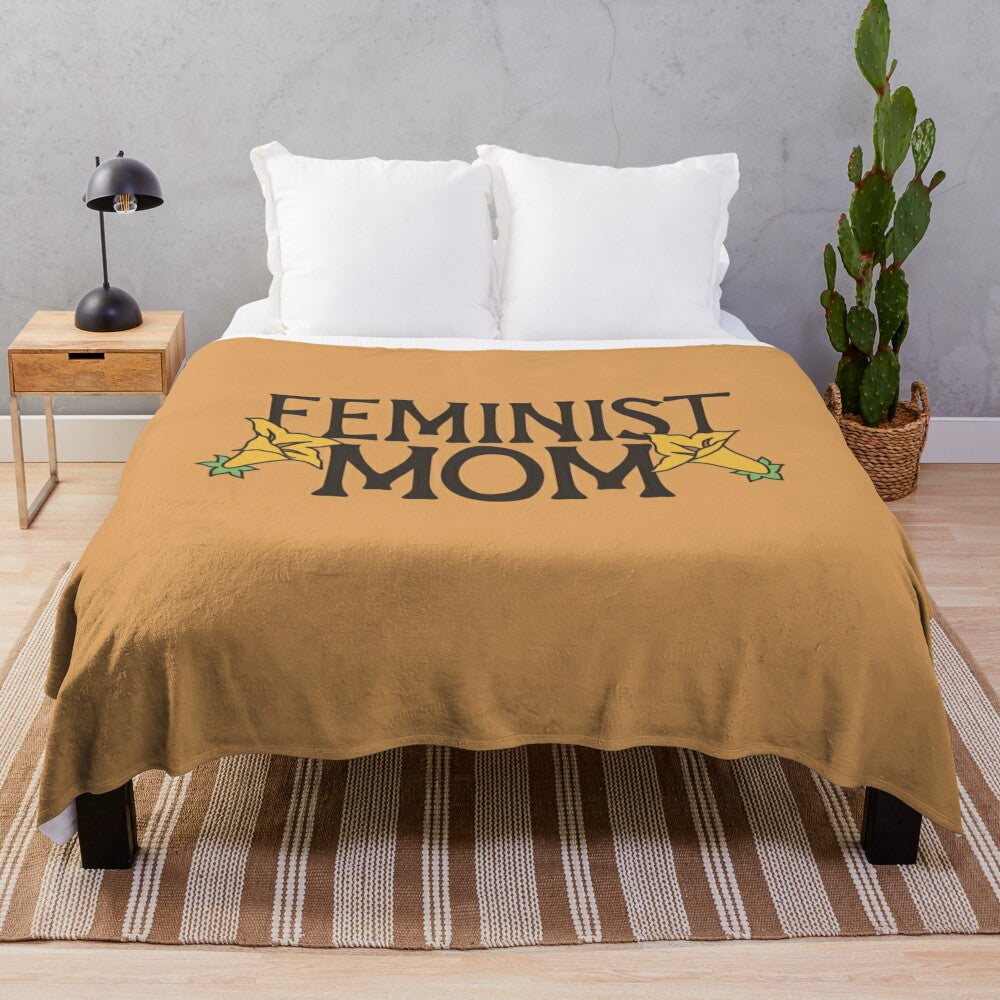 Feminist mom plush blanket with retro and trendy design