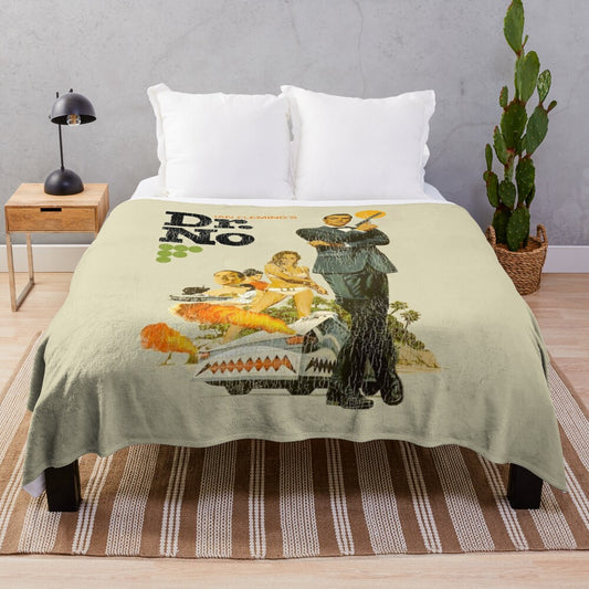 Vintage-style plush blanket featuring the classic movie poster for Dr. No