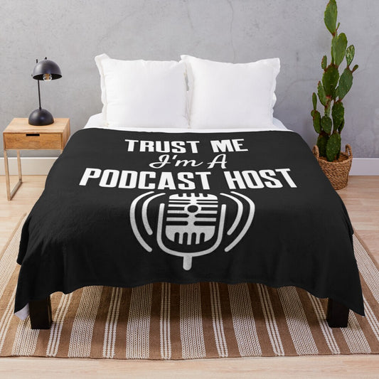 True crime podcast host plush blanket