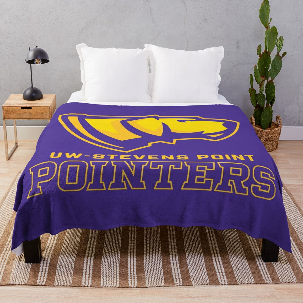 University of Wisconsin–Stevens Point Plush Blanket featuring the Badgers logo