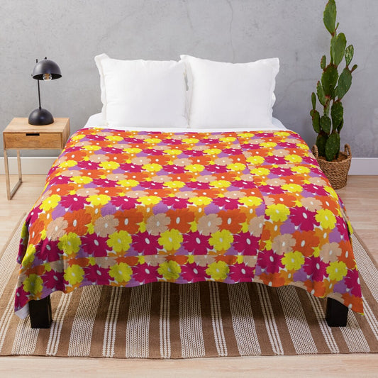 Colorful flower plush blanket