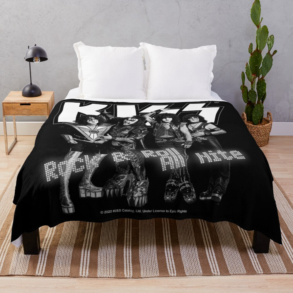 KISS inspired plush blanket in black and white