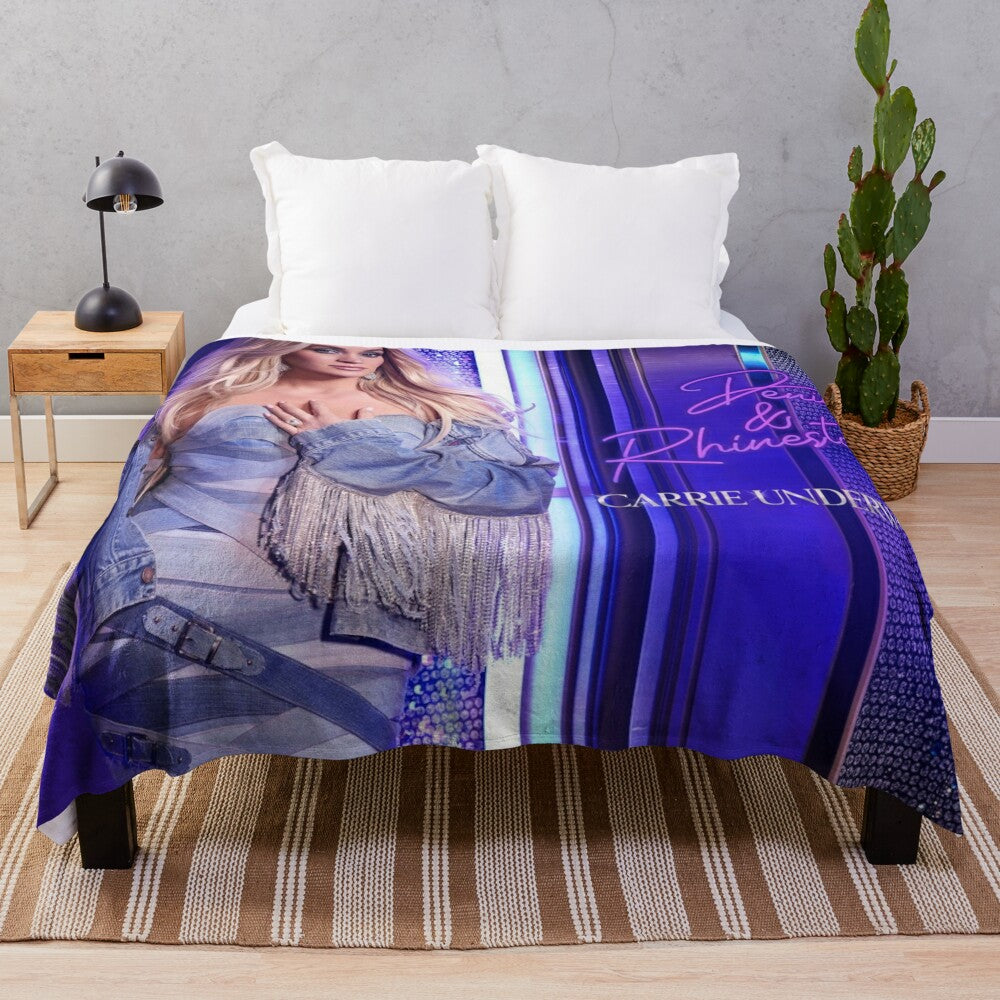 Plush blanket featuring a design inspired by Carrie Underwood's Denim and Rhinestones album