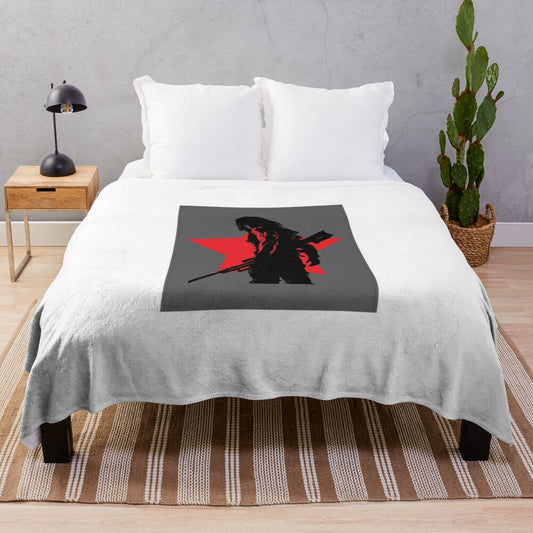 Cozy plush blanket with winter silhouette design