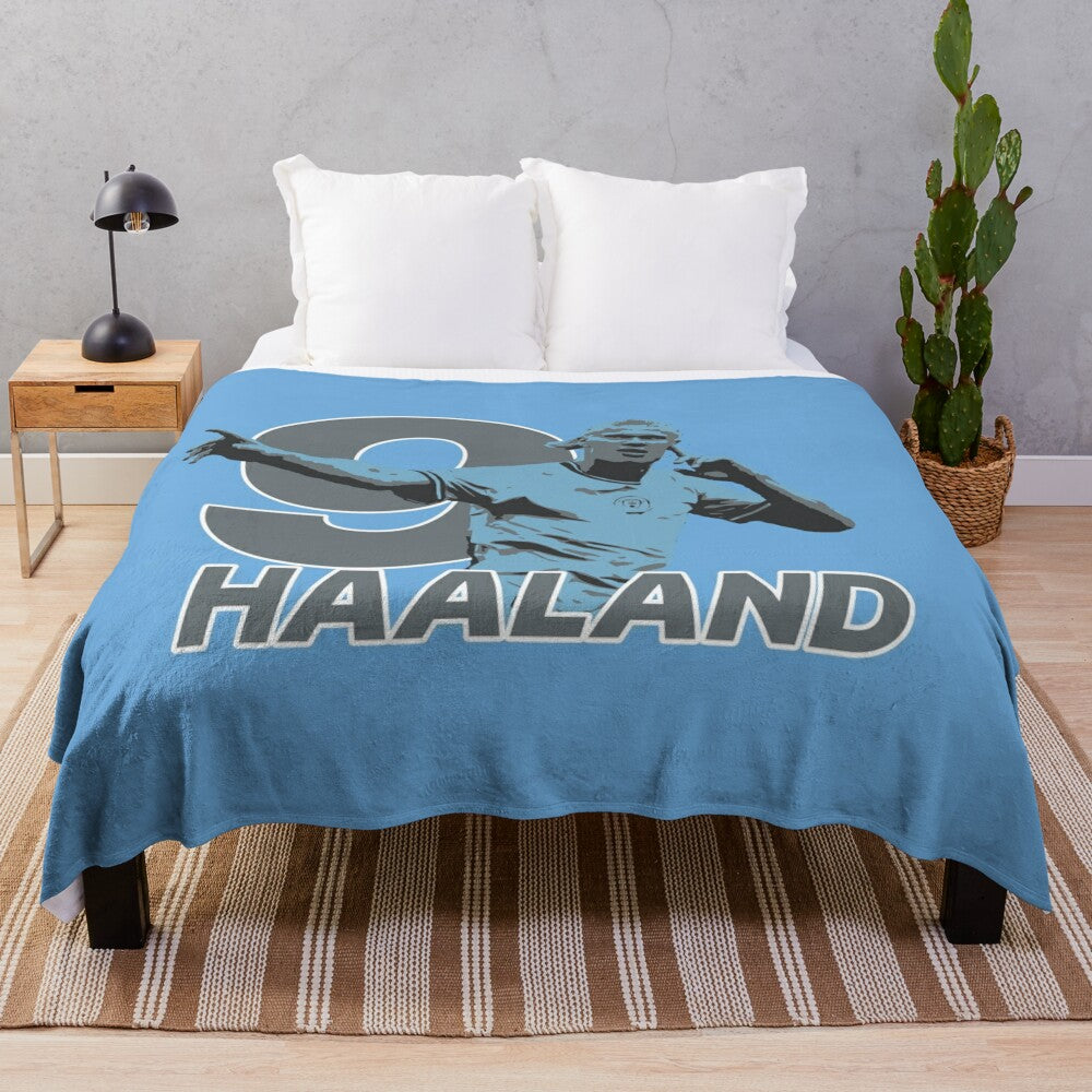 Erling Haaland plush blanket featuring the Manchester City player