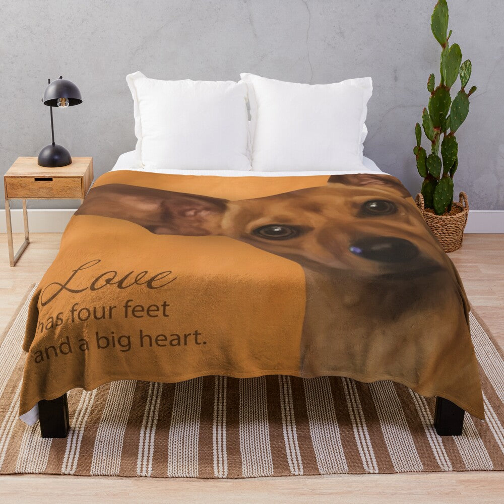 Chihuahua dachshund plush blanket with cute dog design