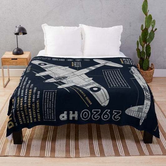 Soft plush blanket featuring the iconic de Havilland Mosquito aircraft from WWII