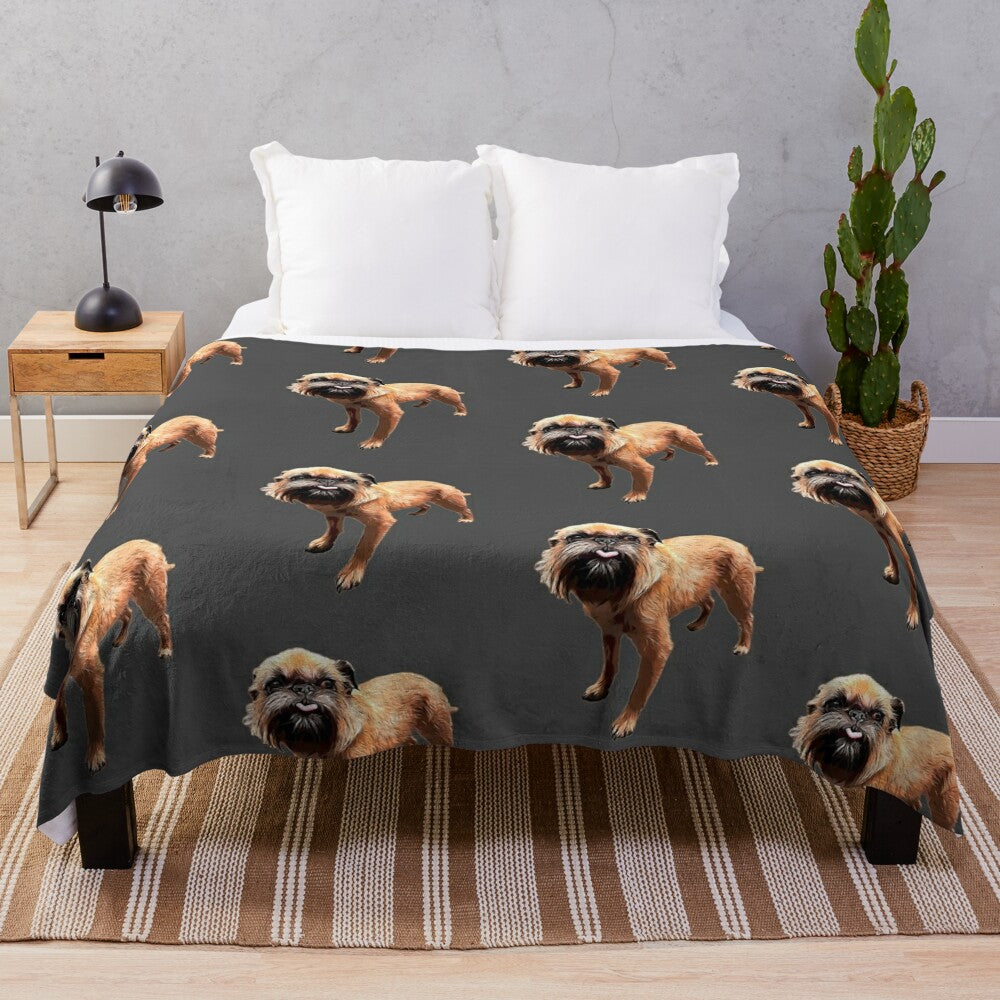 Cute brussels griffon dog illustration on a plush blanket