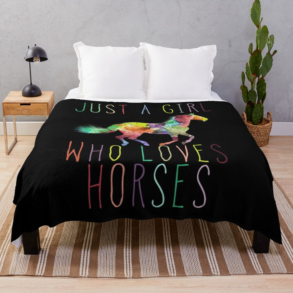 A soft and plush blanket featuring a horse design for horse lovers