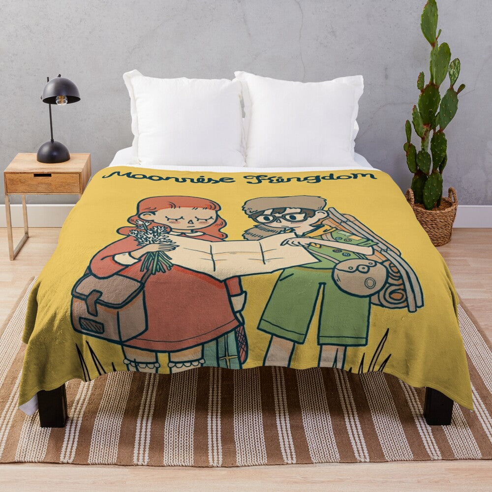 Wes Anderson inspired moonrise kingdom art plush blanket