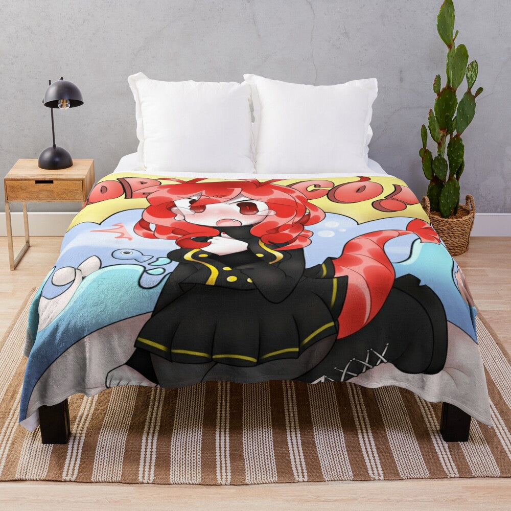 Lobco-inspired plush blanket featuring a cute anime girl design