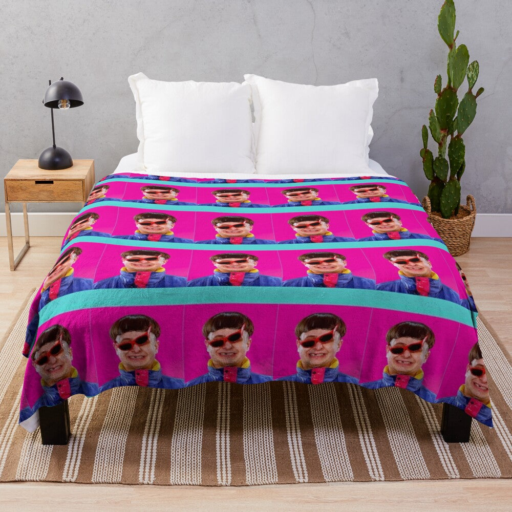 Oliver Tree inspired plush blanket featuring the artist's unique aesthetic and imagery