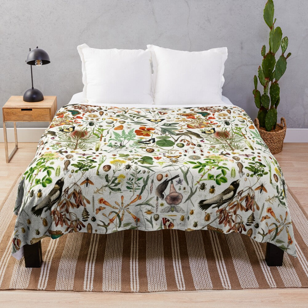 Biology 101 Plush Blanket with detailed nature and flora and fauna patterns