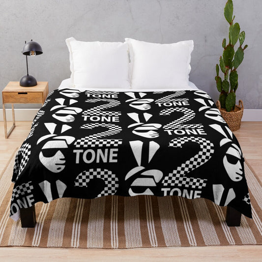 2 tone inspired plush blanket with rude boy ska music design