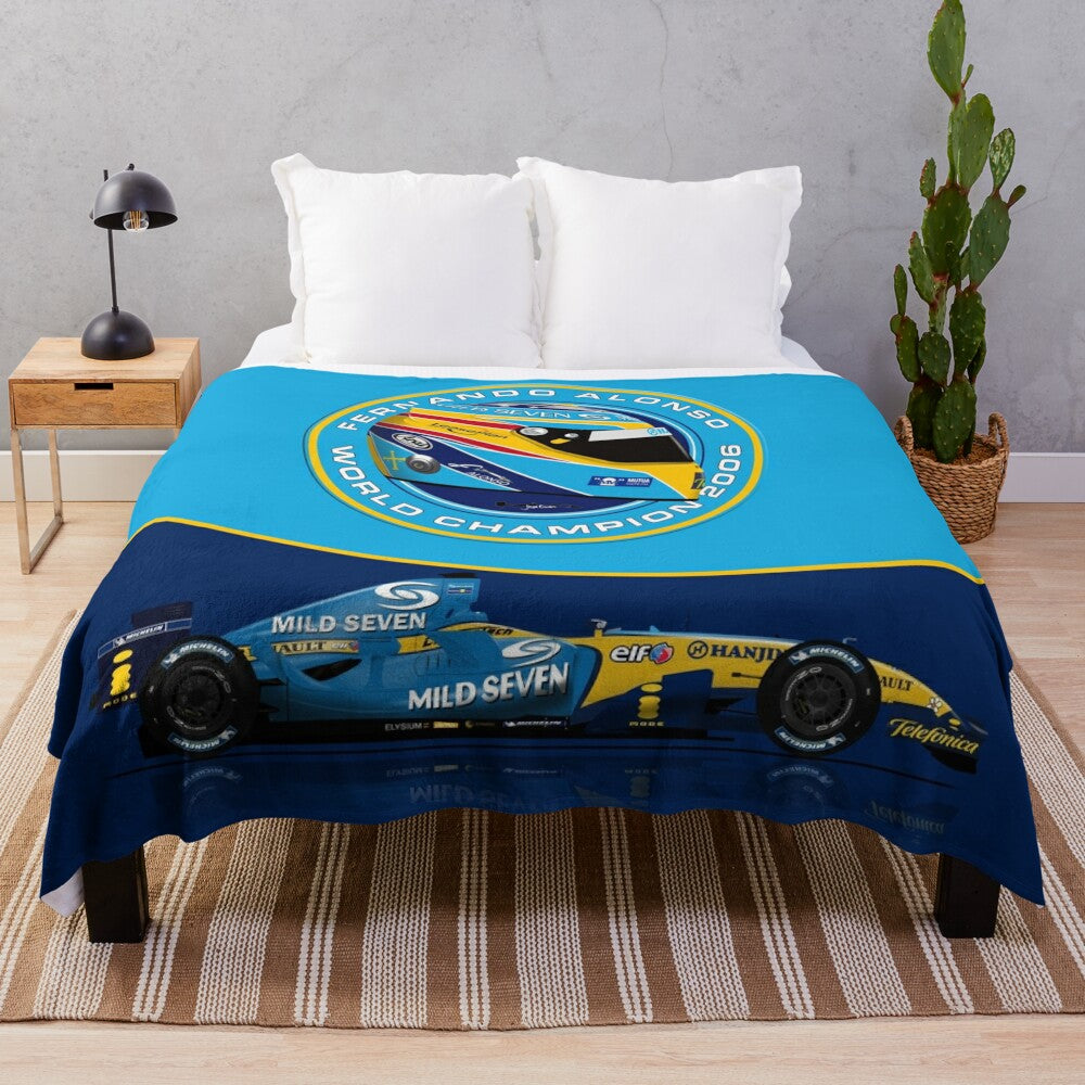 Fernando Alonso Renault Racing Inspired Plush Blanket