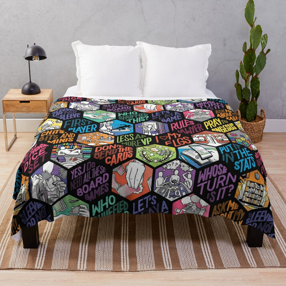 Hex patterned plush blanket for board game lovers