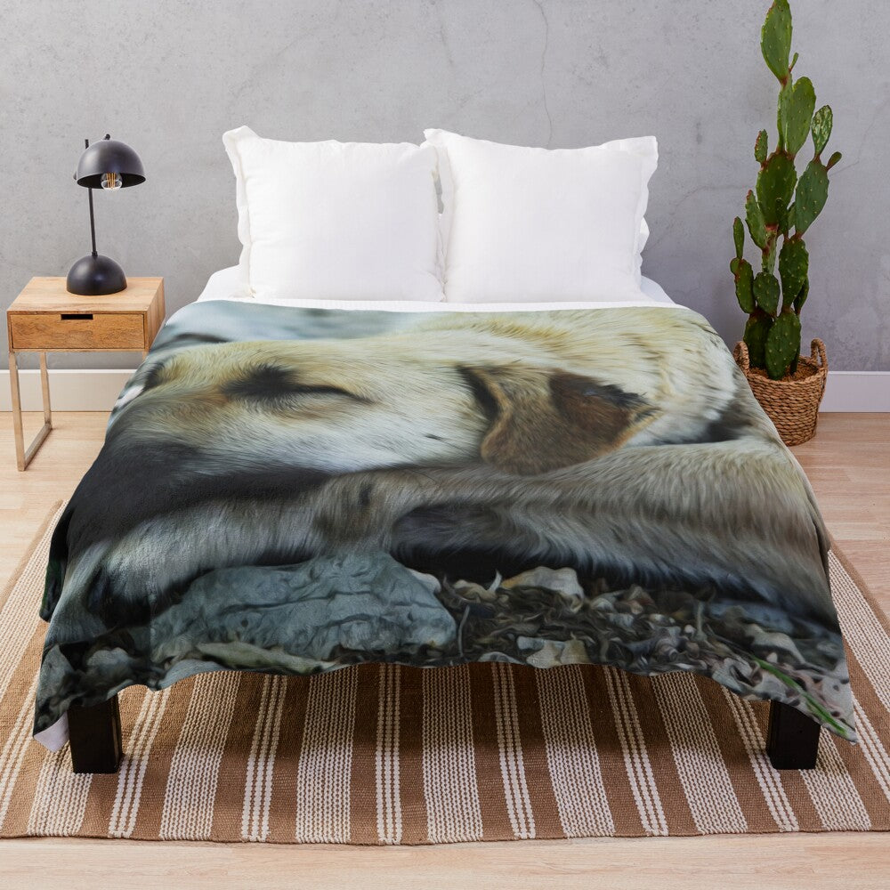 Cozy plush blanket featuring cute animals and nature inspired design