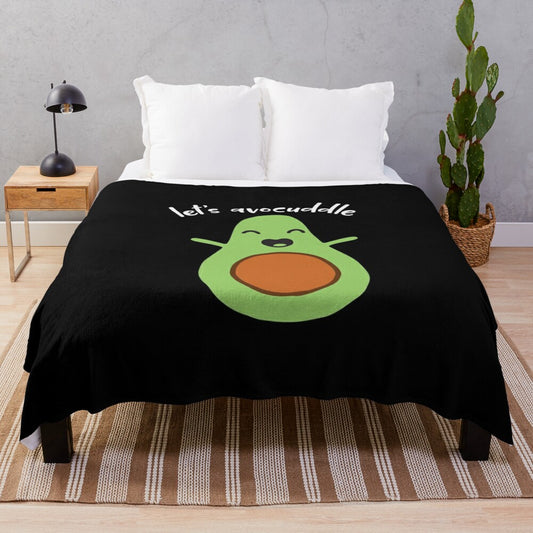 Adorable couple plush blanket in avocado design