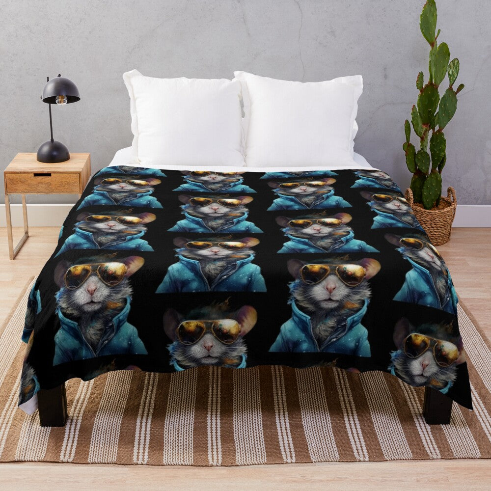 Soft and cuddly plush blanket featuring a cute animal design