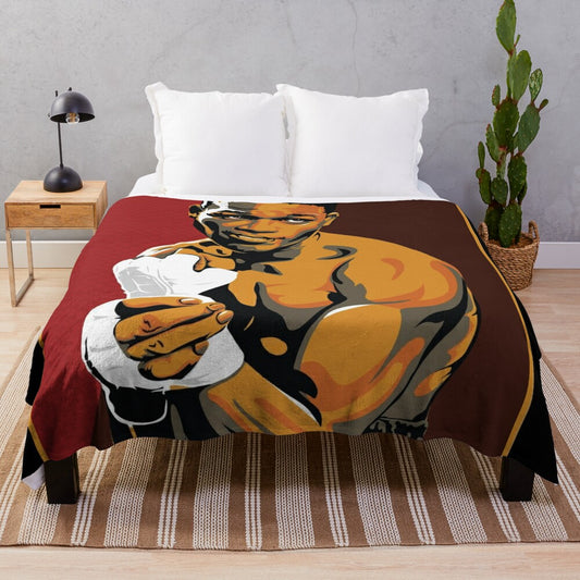 Plush blanket featuring a boxing design for sports enthusiasts