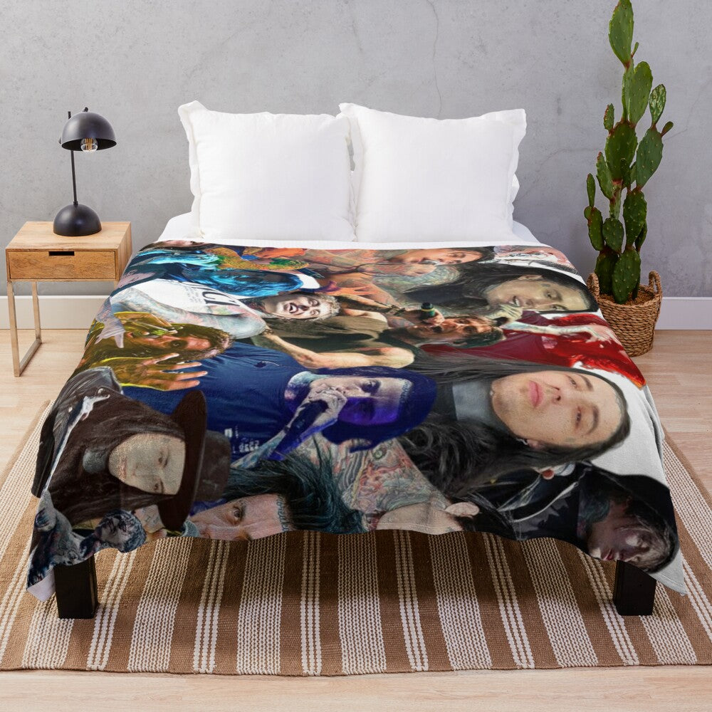 Ronnie Radke photo collage printed on a soft, cozy plush blanket