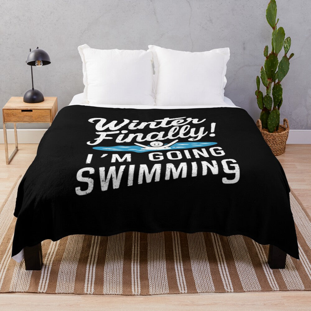 Plush blanket for winter swimmers and cold water enthusiasts