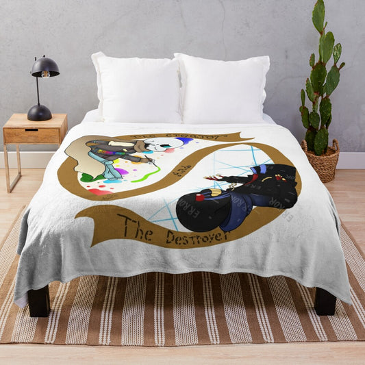 Plush blanket featuring digital art of the Creator and Destroyer from Undertale AU