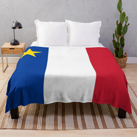 Acadian Flag Inspired Plush Blanket