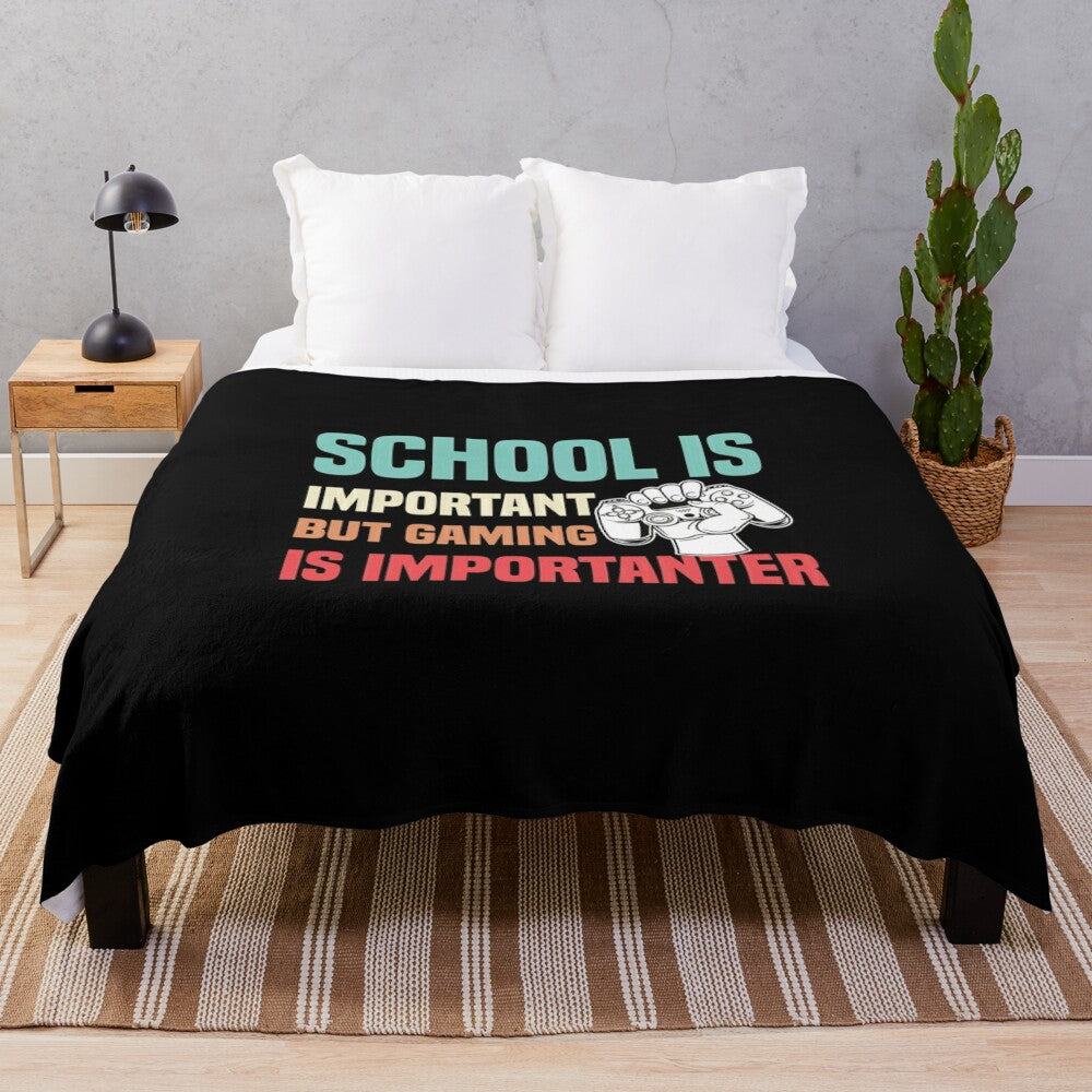 Cozy gaming plush blanket with grunge school design