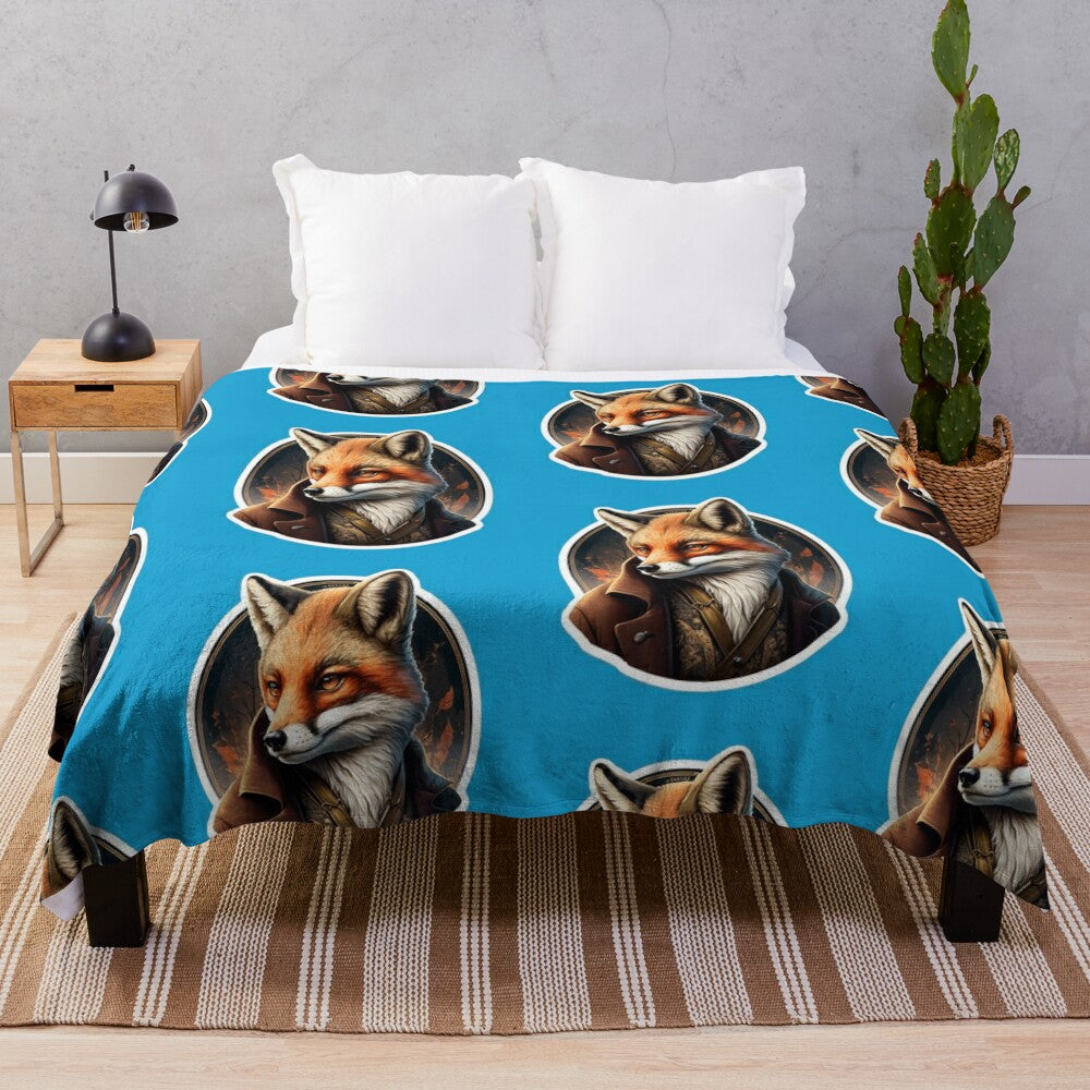 Cozy and soft plush blanket featuring a cute red fox design