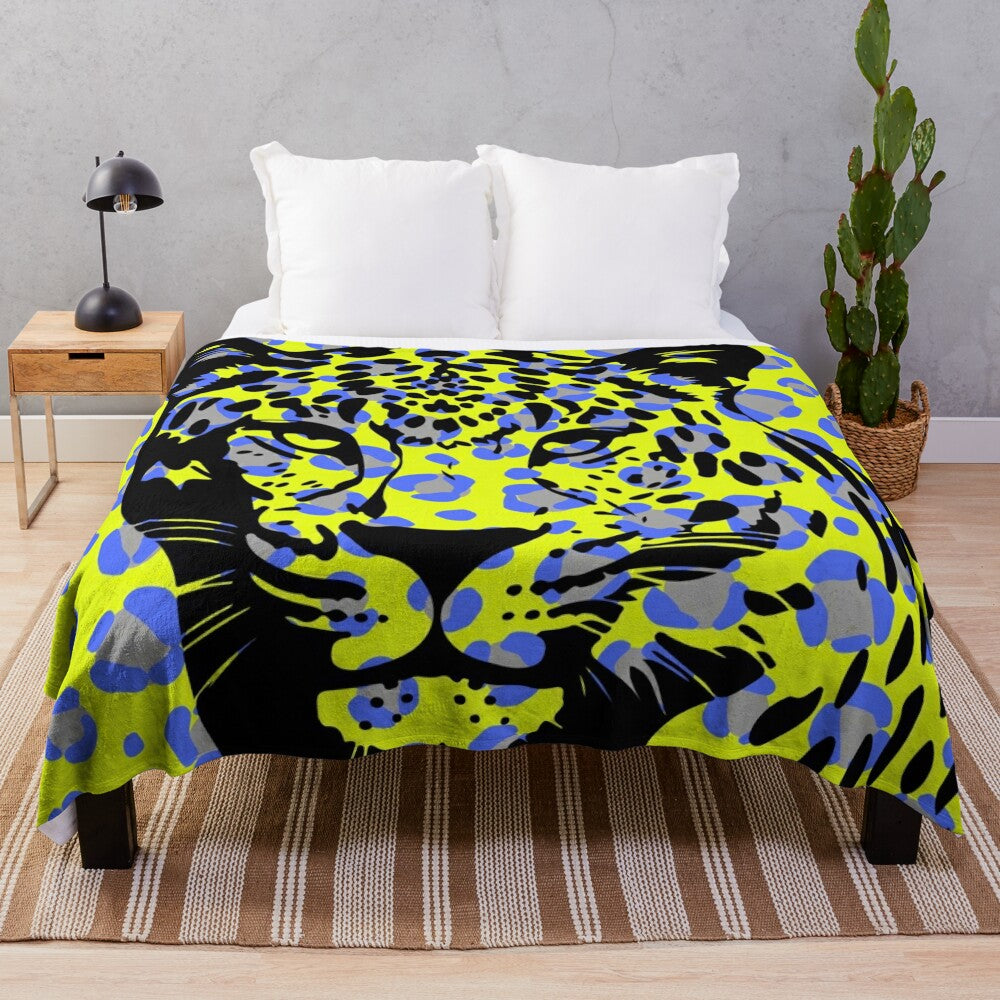 Leopard print plush blanket