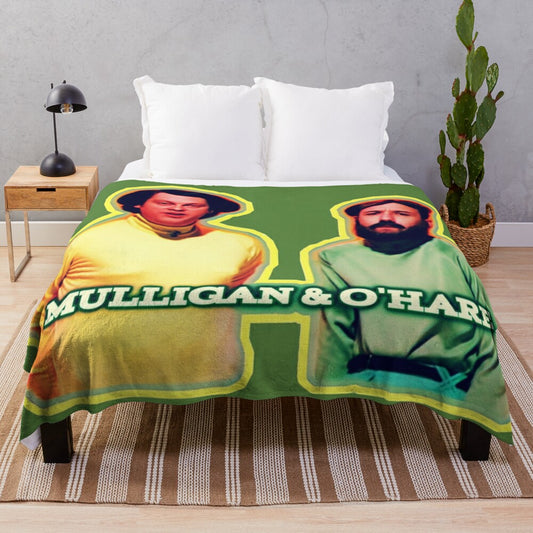 Plush blanket featuring vibrant pop art design inspired by the iconic British comedy duo Vic and Bob