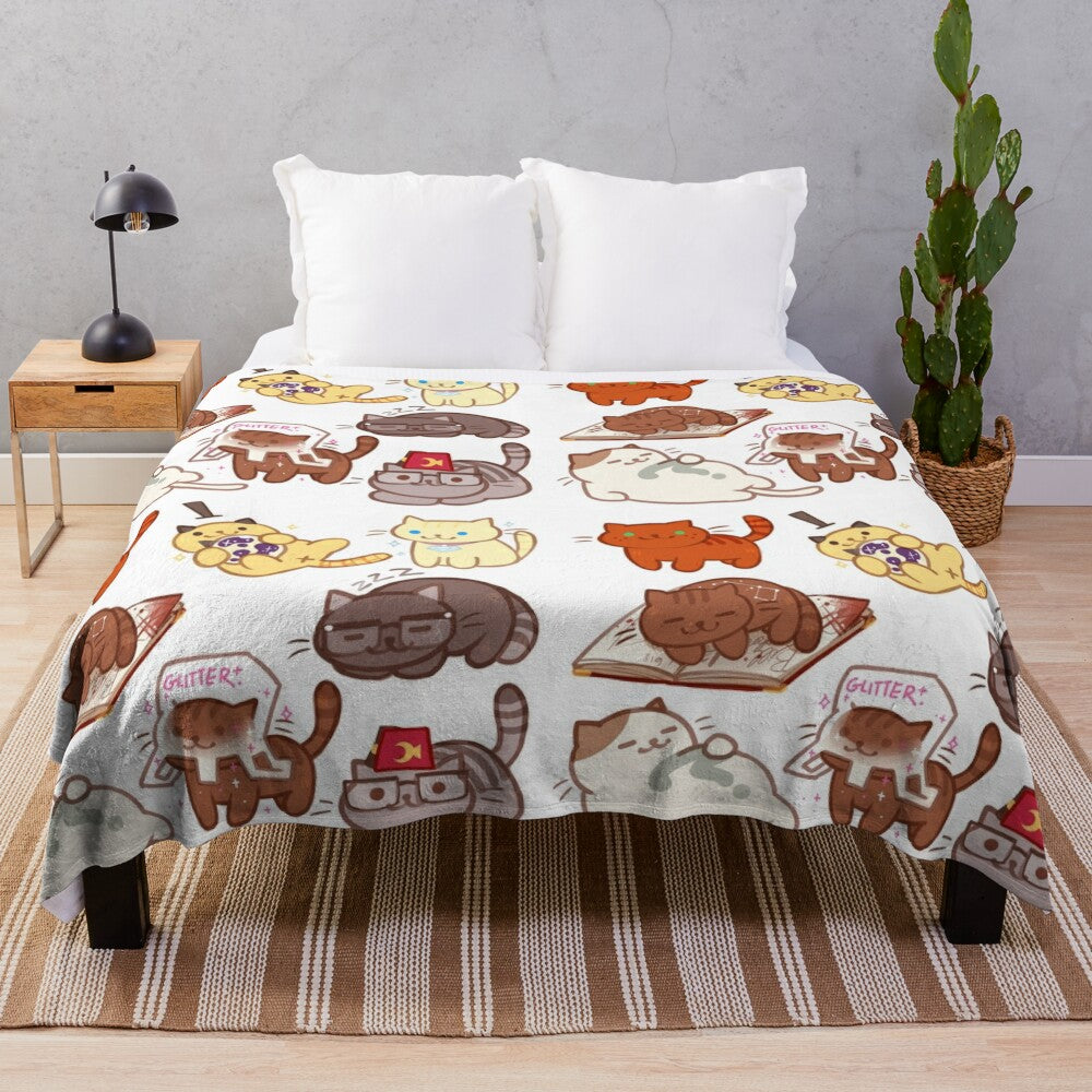 Kitty Falls inspired plush blanket with cute cat design