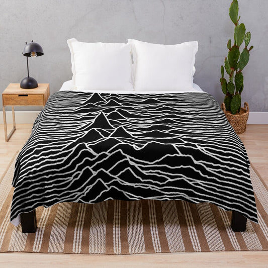 Plush blanket featuring the iconic Unknown Pleasures album cover by Joy Division