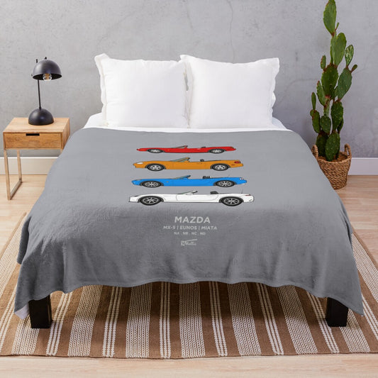 Plush blanket with a design showcasing the classic Mazda MX-5/Miata/Eunos sports car