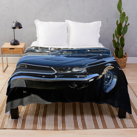 Black Ford Mustang-inspired plush blanket